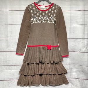 Hanna Anderson Girl Fair Isle Sweater Tierre Dress Holiday Size 160 US 14-16